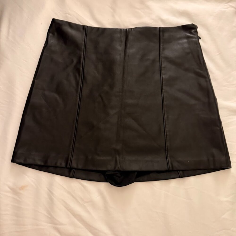 Abercrombie Black Leather Mini Skort